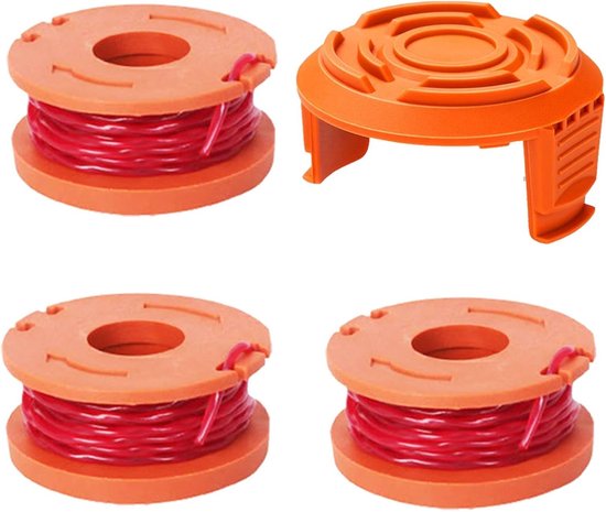 3 stuks grastrimmer spoel compatibel Worx CGT183A, CGT18LA1, WA0004, WG150, WG151, WG152, WG153, met WA0010 Cover, spoel grasmaaier lijn Worx vervanging