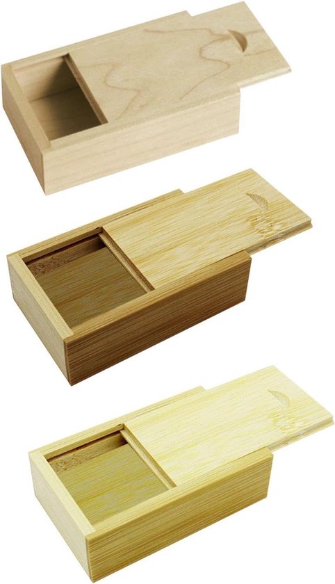 3 stuks houten geschenkdoos, rechthoekig doosje, mini-geschenkdoos, sieradendoos, cadeauverpakking