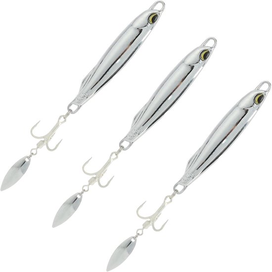 3 stuks kunstaas voor zeevissen - 30 g metalen mallen en lepels voor makreel, bas, kabeljauw en snoek - 10 cm zilveren kunstaas met scherpe haken voor zoutwater en zoet water, voor vissers en