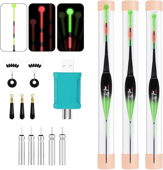 3 Stuks LED Vissersdobbers - Gravity Sensing Vlotters voor Zee- en Riviervisserij, Vissersaccessoires en Drijvende Floats