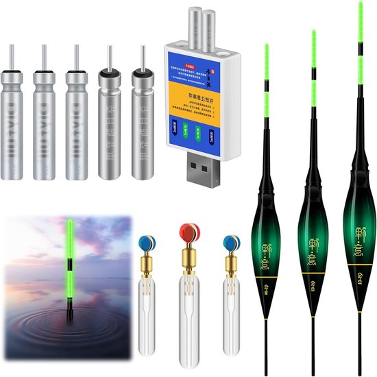 3 Stuks LED Vloeiende Dobbers met Gravitatie Sensor 1.2g/1.7g/2.3g voor Vissen, Inclusief Basis en Bijt Alarm voor Meren, Rivieren en Vijvers van Merkloos