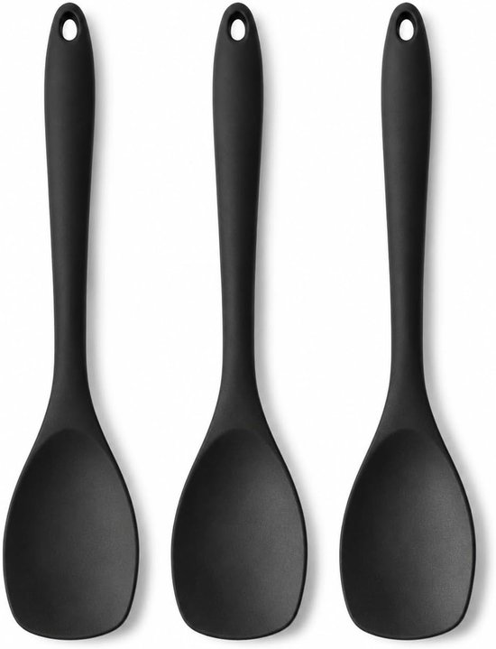 3 stuks lepelspatel van siliconen, 28,6 cm, hittebestendig, 230 °C, spatel voor gebak, Maryse, flexibel, antiaanbaklaag, spatel, keuken, siliconen, BPA-vrij, voor het mixen, schrapen van gebakjes