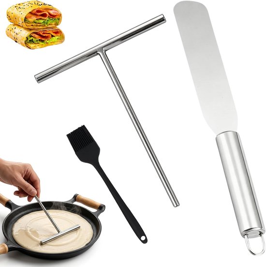 3 stuks pannenkoekenverdeler en spatel, kookkwast, pannenkoekenspatel, deegverdeler, pannenkoekenmaker, accessoires voor thuis, keuken, bakken, koken, bakgereedschap