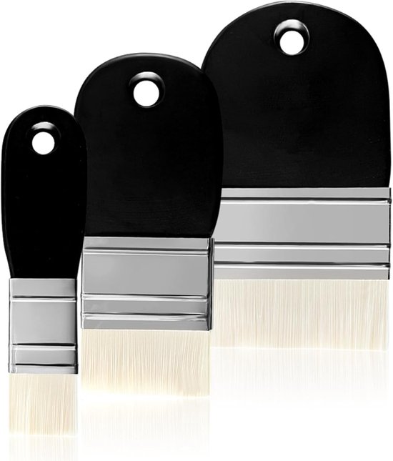 3 stuks platte paddlekwasten, 3 maten, zachte nylon platte kwast, brede houten handgreep, aquarel, acrylverf, platte kwast, peddel voor acrylschilderen, aquarel, gouache, olieverf, lak