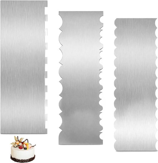 3 Stuks Roestvrijstalen Taartschrapers, 22 X 7.8 cm Taartspatel Set