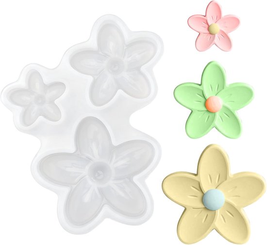 3 Stuks Siliconen Gietvorm Bloemen, Siliconen Bloemen Mal voor Epoxyhars, Gips en Kaarsen, DIY Boho Decoratie voor Woonkamer en Lente