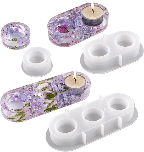 3 stuks siliconen kaarshouders, siliconen gietvorm, blikje, doe-het-zelf cement, tealight, epoxyhars, gietvorm voor doe-het-zelf handwerk, bruiloft, woondecoratie