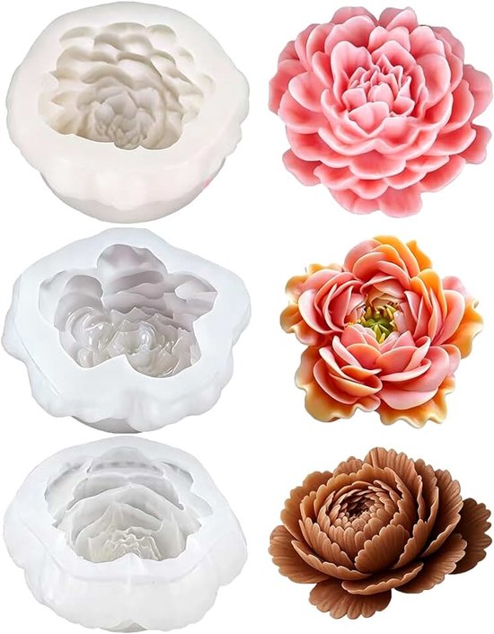 3 stuks siliconen kaarsvorm, bloemenkaars, aromatherapie, zeep, kunsthandwerk