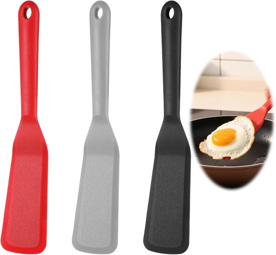 3 stuks siliconen pannenkoekenspatel, siliconen spatel, spatel, siliconen keukenspatel voor anti-aanbakkookgerei, multifunctionele keukenhulp voor koken, bakken, pannenkoeken