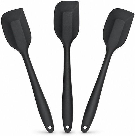 3 stuks siliconen schrapers keuken, deegschraper, siliconen spatel, hittebestendig, flexibele anti-aanbakspatel, lepel, U-knop, bakschraper voor kom en pan, ideaal voor bakken, koken en roeren