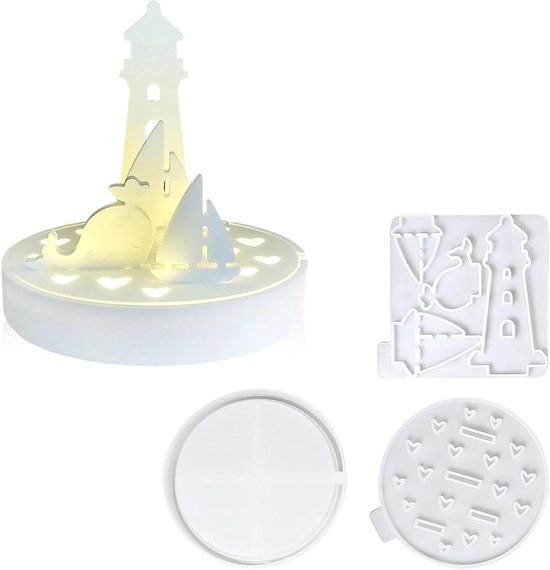 3 stuks siliconen vormen, maritieme elementen gietvorm siliconen, 3D-vuurtoren zeilboot design siliconen gietvormen voor doe-het-zelf en dagelijkse decoratie