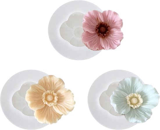 3 stuks siliconen vormen met bloemen