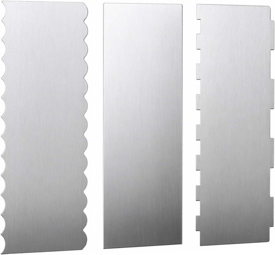 3 stuks taartschrapers van roestvrij staal, 22 x 8 cm, taartspatel om glad te maken, schraper voor taartdecoratie