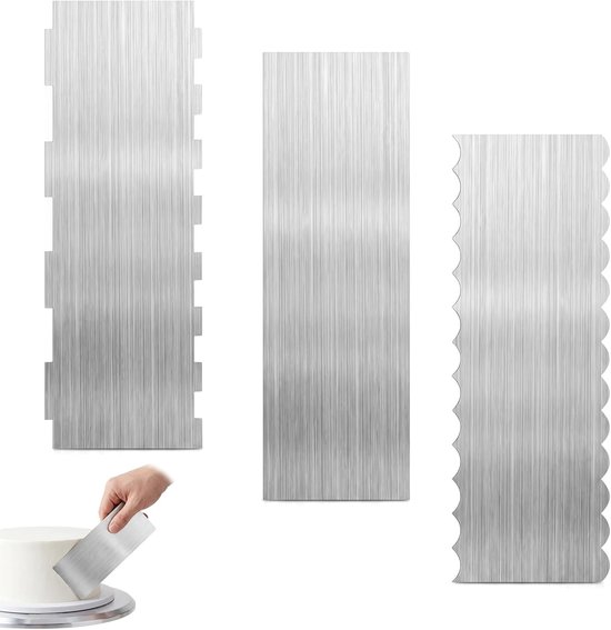 3 stuks taartspatel, taartschraper, roestvrij staal, 22 x 7,7 cm | taartschraper, roestvrij staal, gladde schraper, taartschraper, voor taarten, botercrème, doe-het-zelf gereedschap