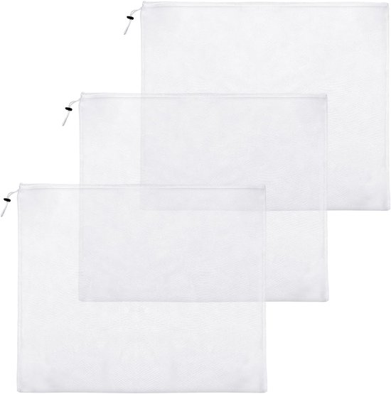 3 Stuks Ultrafijne Netzakken voor Zwembadskimmer, 66x55 cm Verstelbaar Polyester Bladharknet voor Zwembaden en Jacuzzi's Vangt Zand Pollen Stof en Dierenhaar op