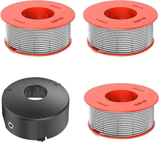 3 Stuks Vervangende Trimmerspoel Compatibel met F016800175, Autofeed Nylon Spoel met F016L71088 voor Bosch Art 23 26 30 Combitrim, Art 23 26 Easytrim, 1,6 mm x 8 m (3 Spoel + 1 Deksel)