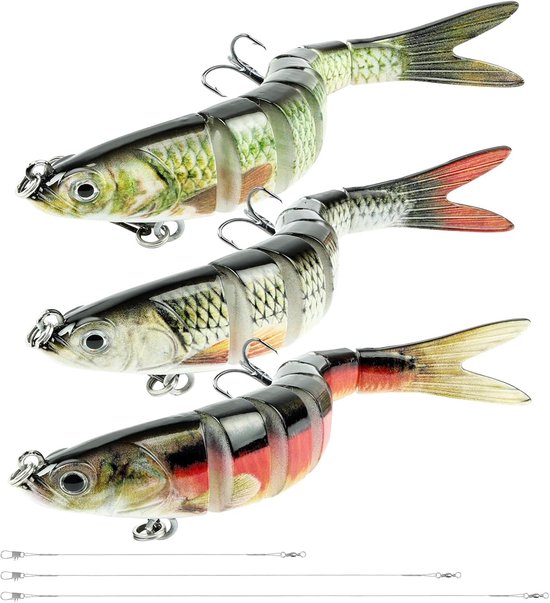 3 Stuks Vissen Aas Set met Wobblers en Dobbler voor Snoek, Jerkbait voor Zoet en Zout Water, Ideaal voor Hobbyvissers en Professionals