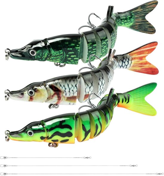 3 Stuks Wobbler Set voor Snoekvissen, Dobbler en Jerkbait Lures voor Zoet en Zout Water, Ideaal voor Hobbyvissers en Professionals