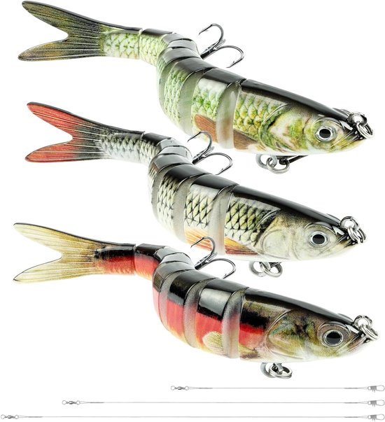 3 Stuks Wobblers en Dobbler voor Snoek, Vissen Set met Jerkbait, Ideaal voor Zoet en Zout Water van Merkloos
