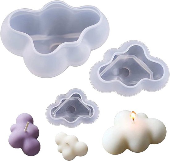 3 stuks wolkenkaars schimmel siliconen om te maken, siliconen kaarsvorm, perfect voor knutselornamenten, fondant, geurkaars, sojawas, zeep, gipsvorm