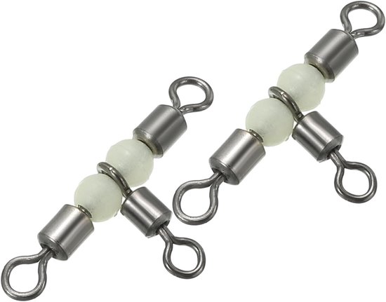 3 Way Swivel 3.1 x 0.6 inch - Pack of 10 T-Swivels voor Swivel Clamps - Luminous Beads voor Meer- en Zeevissen - Zwart