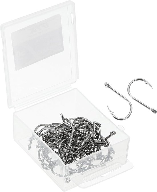 3/0# Catfish Hooks - 50 Pack - 0.5" Claw Fish Hook - Carbon Steel J Shaped met Barbs - voor Freshwater en Saltwater - Zilveren Kleur - Piscifun Visaccessoires van Merkloos