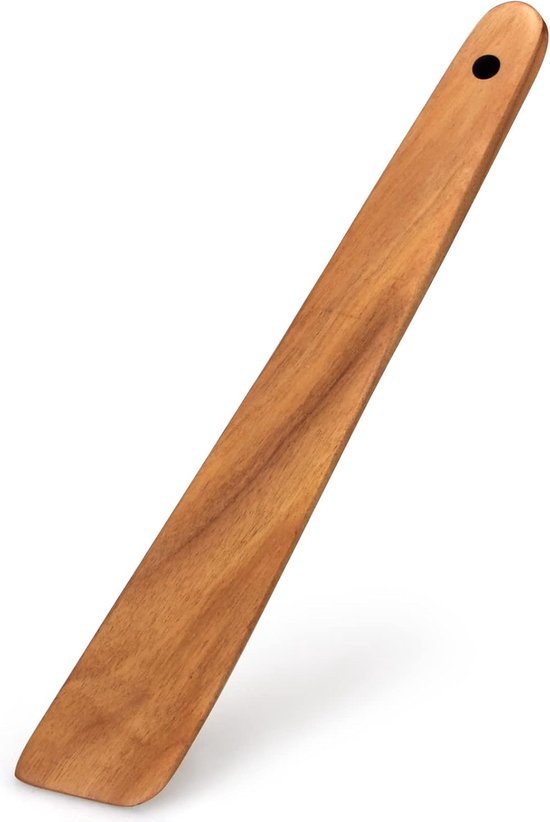 30 cm Teakhouten Spatel voor Koken Niet-Giftig Keukengereedschap Schraper Spurtle Keukengereedschap Platte Houten Ei Spatel Spatels Keerder Kooklepel Bamboe Spatel Keerder Gietijzer Zuurdesem Roerder