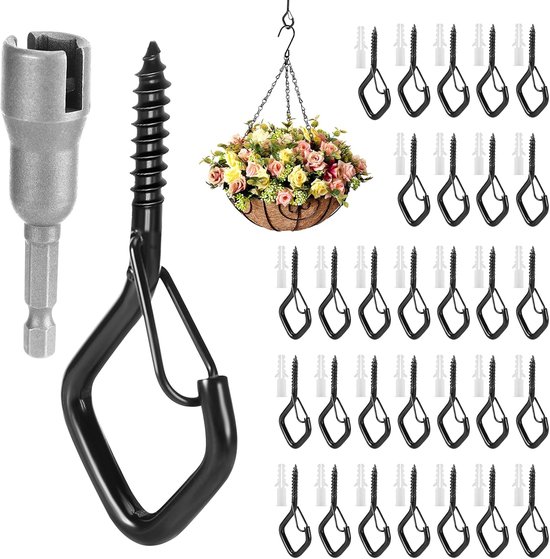 30 pcs black hooks for screwing on - ShopVlot
