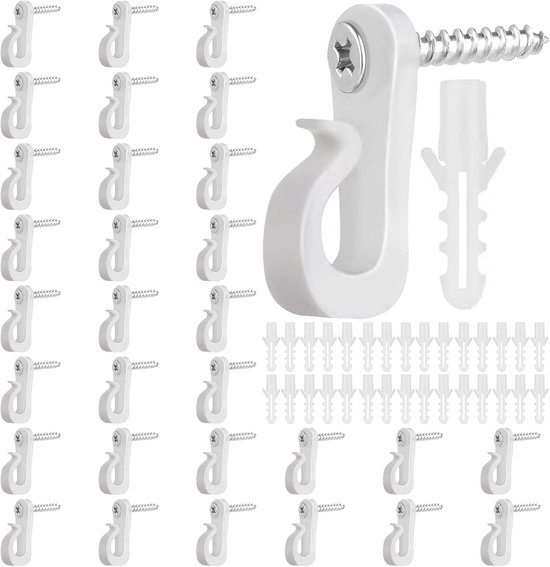 30 Pcs Screw Hooks, Screw Hooks, Q Pendant Hook with Screw Expansion Tube, Lighting Hook, for Christmas Lights, Party - ShopVlot