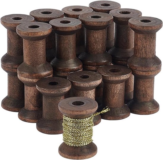 30 Stuks Antieke Houten Spoelen van 30mm voor DIY Projecten, Perfect voor Draad Weven en Creatieve Kunstwerken in Kokosbruin