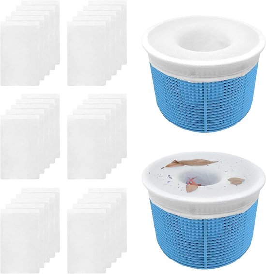30 stuks filtersokken voor zwembad, skimmer, nylon, elastisch, sokken voor zwembad, skimmer, zwembad, voor het opvangen van bladeren, gras, haar, insecten