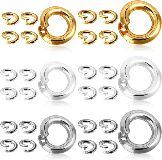 30 Stuks Open Einde Splitringen voor Sieraden Maken, 18K Goud en Zilver, Ideaal voor Armbanden en Ringen, Hoogwaardige Koperbasis, Diverse Maten 5mm en 7.5mm van Merkloos