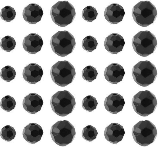 30 stuks plastic ronde visglazen kralen geschikt voor Texas Carolina rig geschikt voor visuitrusting aas zwart (6mm+8mm+10mm)