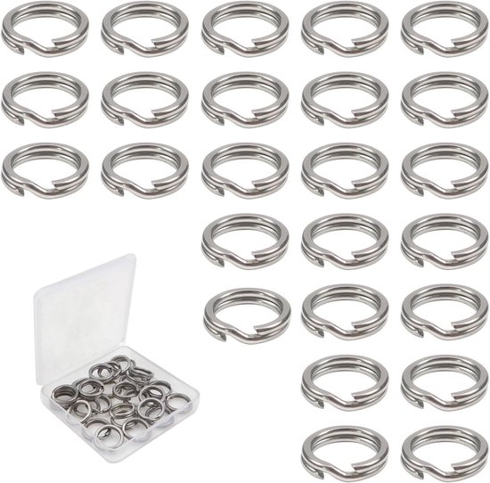 30 Stuks Platte Splitringen 10mm Kleine Sleutelhanger Lussen RVS Sleutelhanger Ringen voor Vissen, Haken en Creatieve Projecten