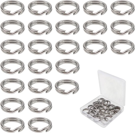 30 Stuks Platte Splitringen 10mm Kleine Sleutelhanger Lussen RVS Sleutelhanger Ringen voor Vissen, Sleutels en Handwerk