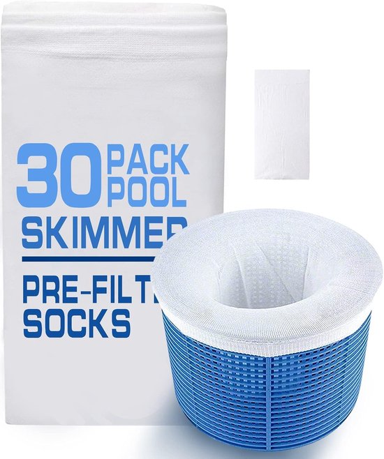 30 stuks skimmersokken, zwembad, skimmersokken, net voor manden, skimmers, skimmersokken voor filter, skimmer, voorfilter, universele nylon skimmer voor de mand, skimmer tegen verontreinigingen (wit)
