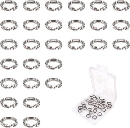 30 Stuks Sleutelhangers Splitringen Dubbele Lussen RVS Open Buigringen 6mm voor DIY Sieraden, Kettingen en Hengels