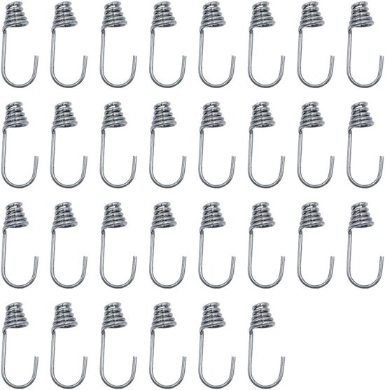 30 Stuks Spiral Elastic Hooks - Spiralen Haken, Elastische Spanners voor Touw en Kabel (3mm, Zilver)