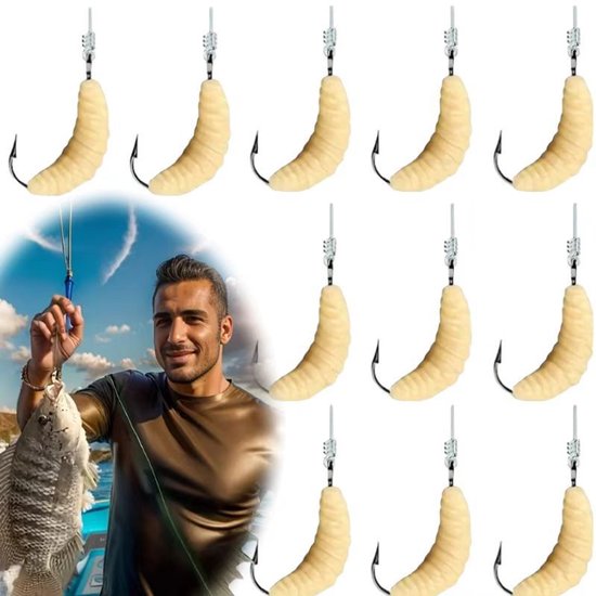 30 Stuks visaas - Kunstaas wormen - kunstmaden - Roofvis accessoires set - nep maden/wormen – Kunstaas - Vishaken - Vis spullen – Kunstaasset - hengelsport - LOUZIR van Merkloos