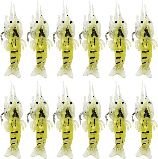 30 stuks zachte garnalenlokmiddelen met haak, roze/witte/groene crappie micrograsgarnalen voor forelbaars van Lifoost