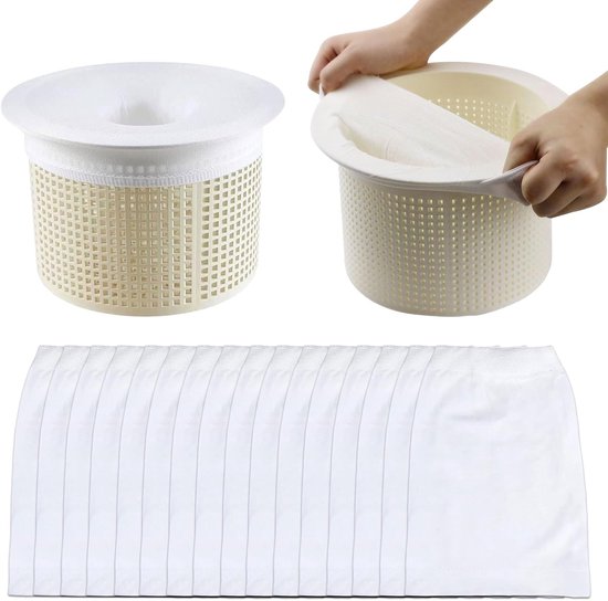 30 zwembadskimmersokken, zwembadfilter, filter voor filtermand, skimmer van elastisch nylon, ideaal voor het vangen van bladeren, haren, gras