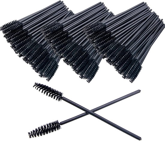 300 stuks wimperborstels, mascaraborstels, wegwerp-mascara, toverstokken, wegwerp-wimperborstel, buigbaar, wimperborstel, wegwerp-mascara-borstels voor wimperverlenging, zwart