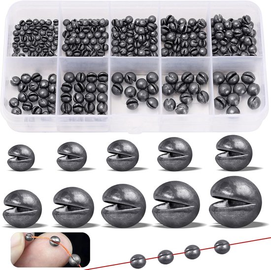 300 Stuks/10 Maten Loodkorrels Vissen Set 2g 1.5g 1.2g 1g 0.8g 0.6g 0.5g 0.4g 0.3g 0.2g Verwijderbare Lood Gewichten Voor Stabilisatie van de Vislijn en het Aas