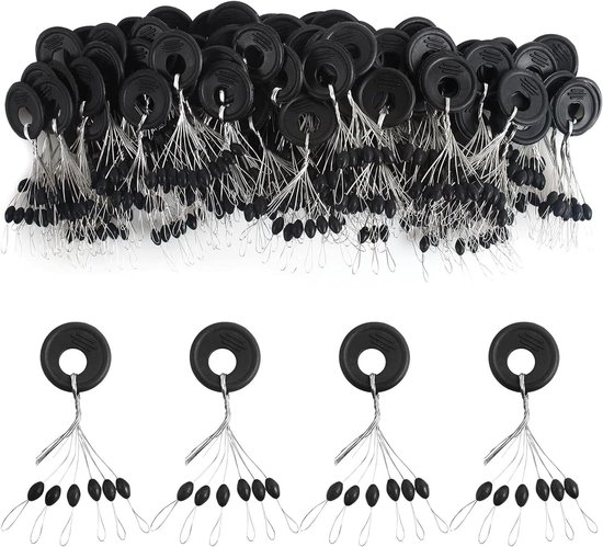 300pcs Stop Float Fish - Stop Float Olive - Fishing Float Stops - 6-in-1 Rubber Stop Fishing Stopper - Stop Fishing Wire met Size M voor Streams - Rivieren - Meren - Zeevissen van Luyarex