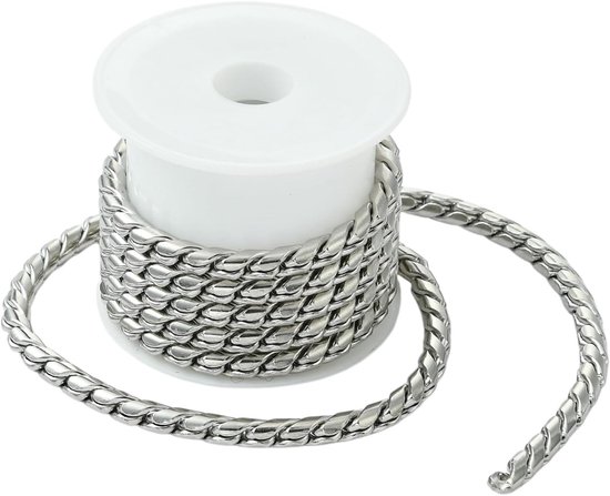 304 RVS Link Chains van 1m met Spool Snake Chain, Onbehandelde Ketting voor Sieraden Maken en DIY Projecten - 4.8mm Dikte