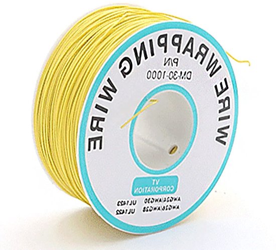 30AWG 0.2mm Geel Solide Draad - Kleurige Elektrische Kabel Spoel voor DIY Projecten, Flexibel en Zacht Tinned Koper voor Elektronica