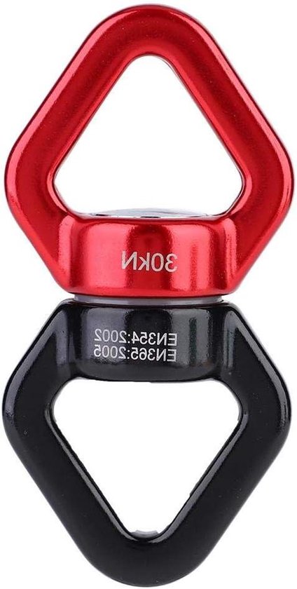 30KN Swivel Connector met Twister Draaimechanisme - Veiligste Zwenkverbinder voor Klimmen, Yoga en Hangmat - 360° Draaibaar Outdoor Rotatieapparaat - Geschikt voor Aerial Dance - Rood Zwart van Merkloos
