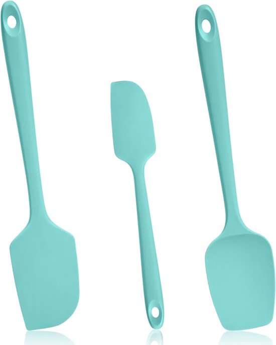 315 °C hittebestendige siliconen deegschrapers, set van 3, turquoise | 29 cm grote siliconen spatel met antiaanbaklaag, flexibele zachte taartschraper, deegspatel voor bakken