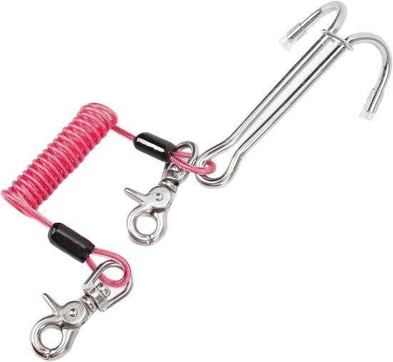 316 RVS Duikhaak met Spiraal Reel Koord, Dubbele Koraalhaak voor Duikuitrusting, 1M Touw Lengte en Waterdichte Accessoires