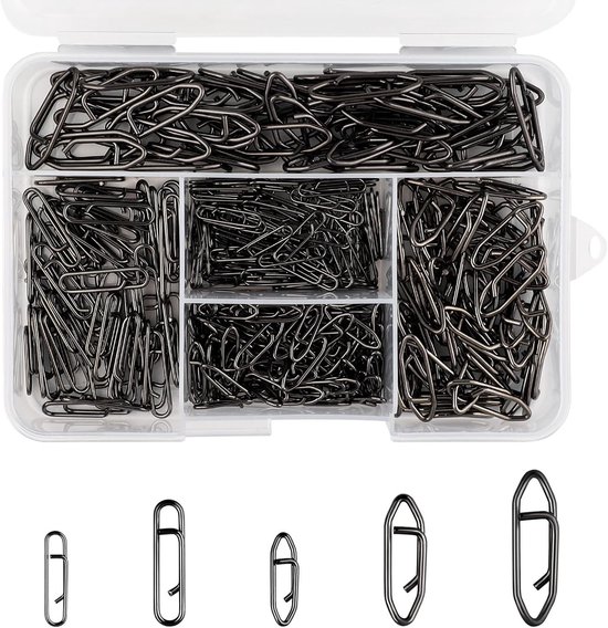 330-delige Power Fishing Snaps Set van RVS, Snelle Verandering Clips voor Visserij, Geschikt voor Forel, Snoek en Baars, Ideaal voor Zoet en Zout Water